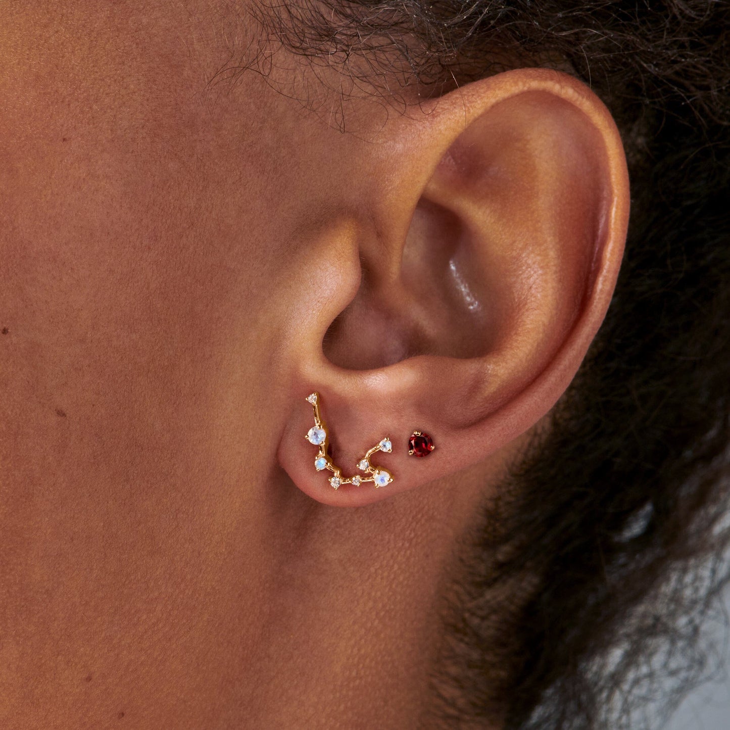 Clous d'oreilles avec pierre de naissance du zodiaque - Grenat Verseau