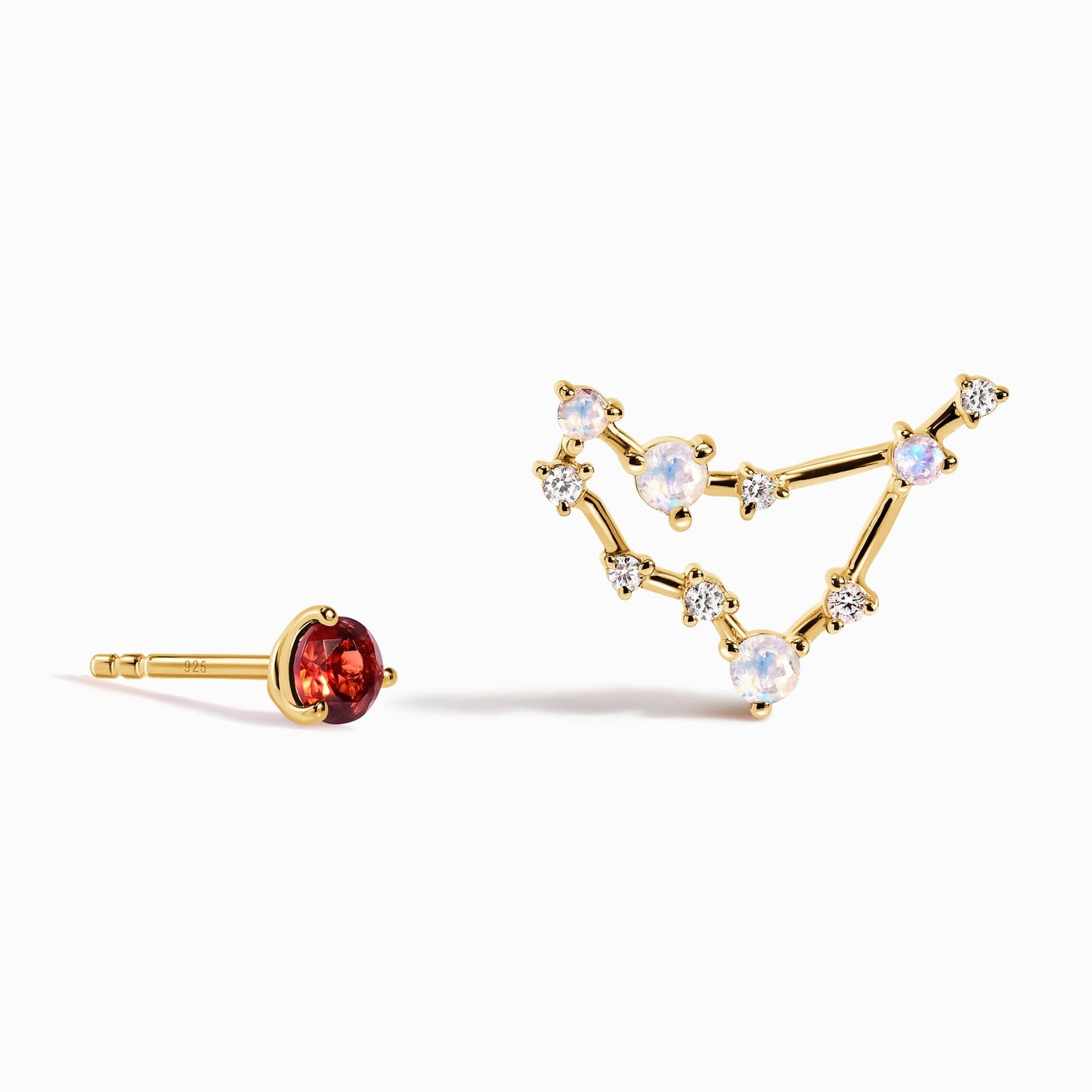 Clous d'oreilles en diamant avec pierre de naissance du zodiaque - Grenat Capricorne
