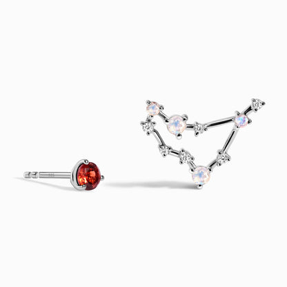 Clous d'oreilles en diamant avec pierre de naissance du zodiaque - Grenat Capricorne