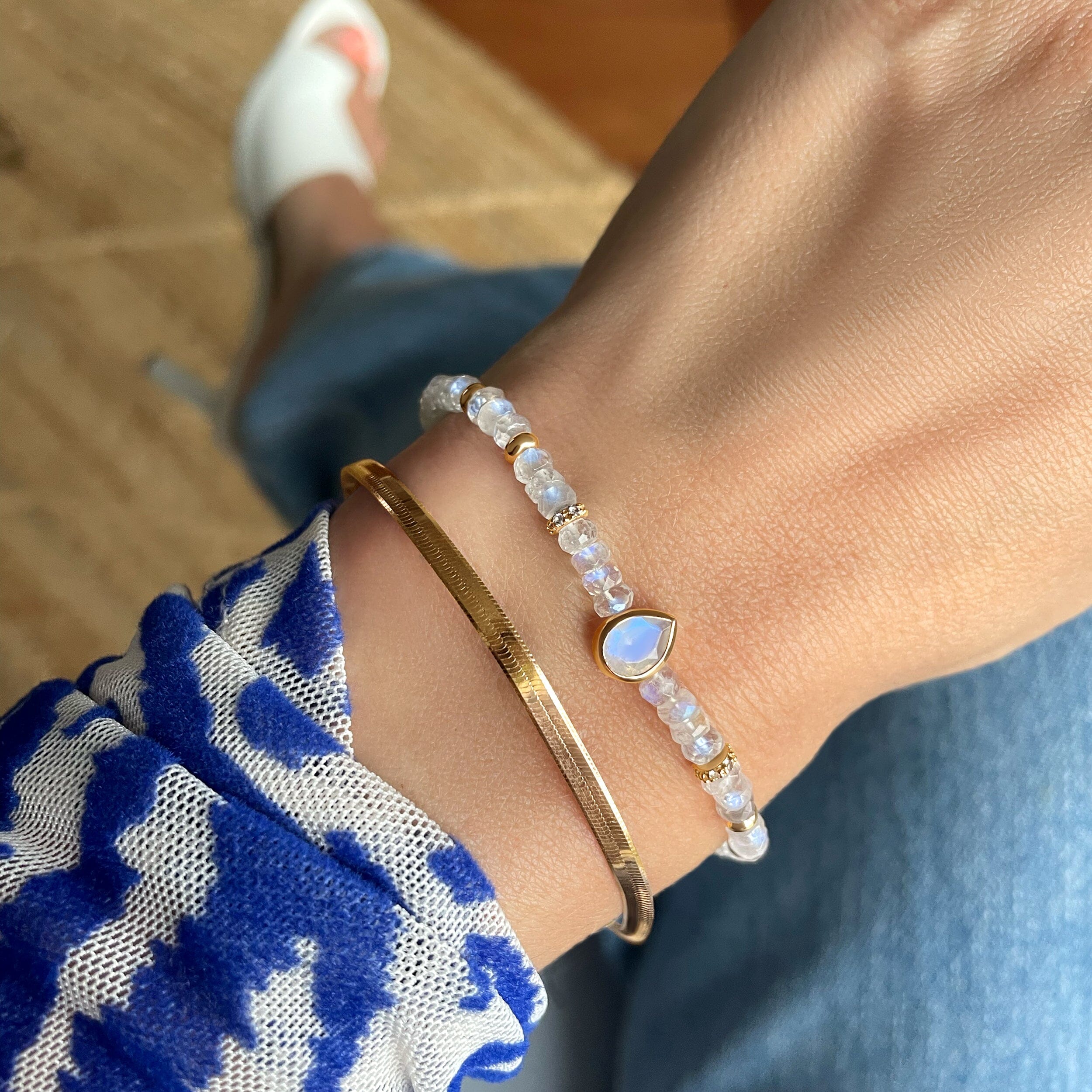 Moonstone & Herringbone Bracelet Stack - Intuitive Spirit