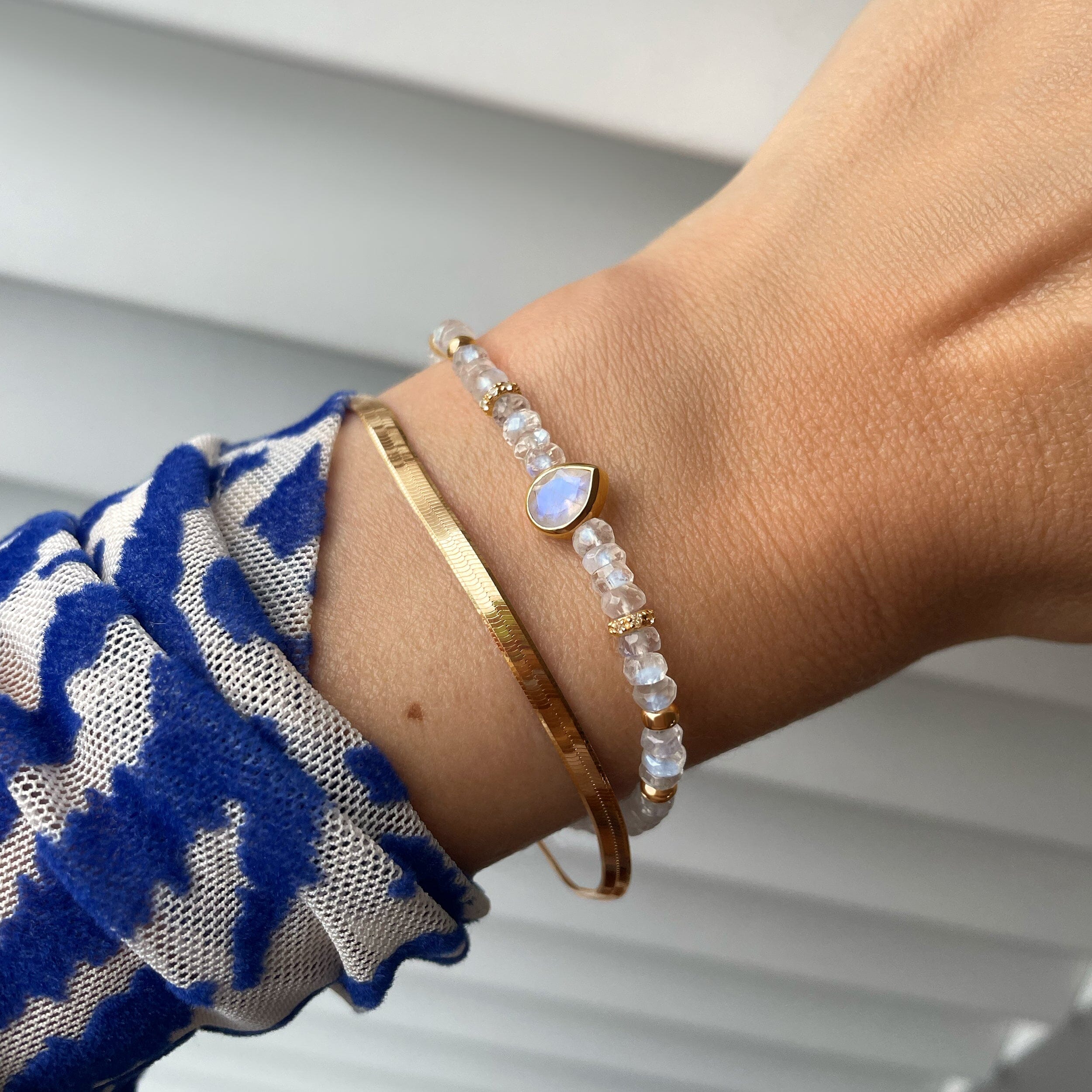 Moonstone & Herringbone Bracelet Stack - Intuitive Spirit