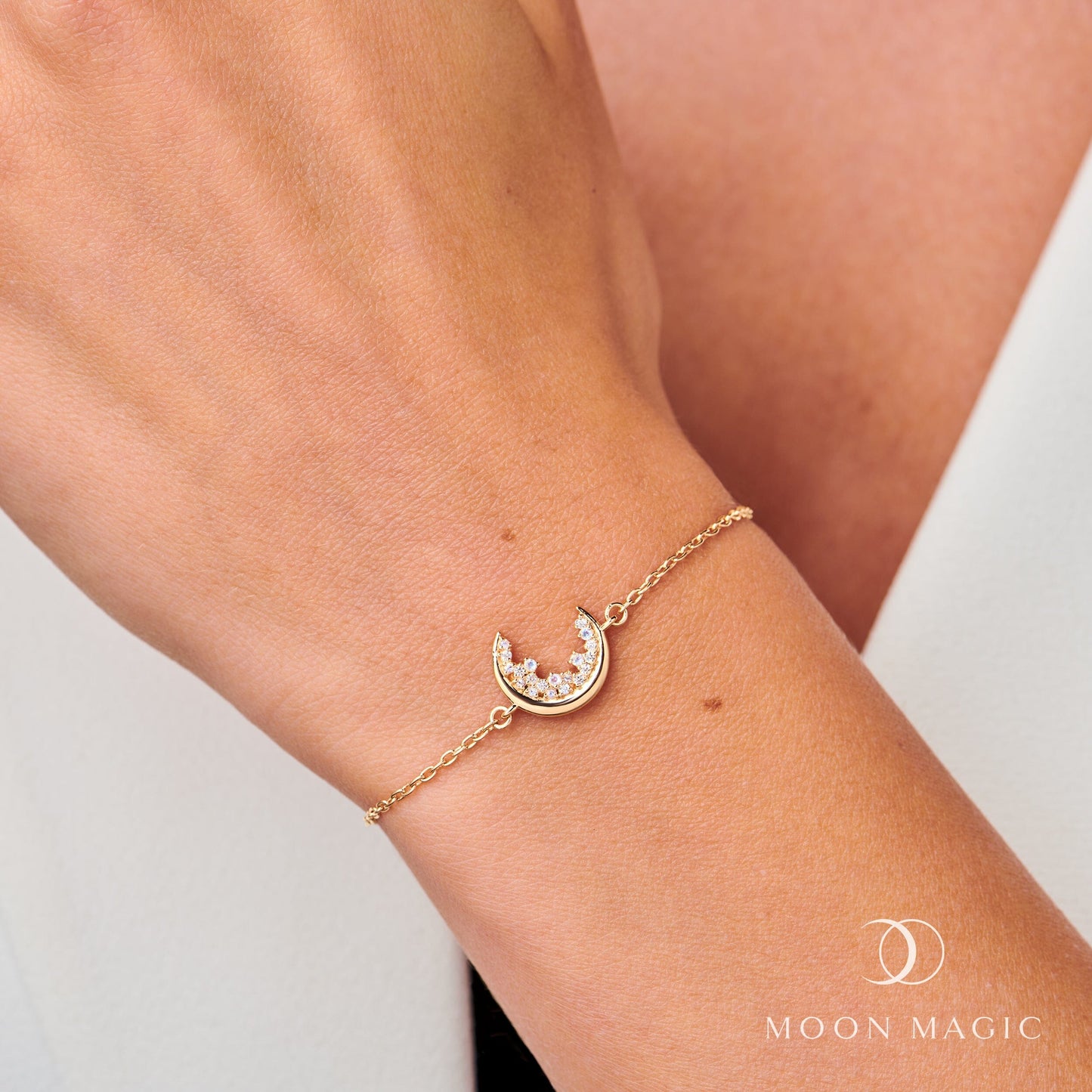 Bracelet en pierre de lune et zircon blanc - Lush Luna