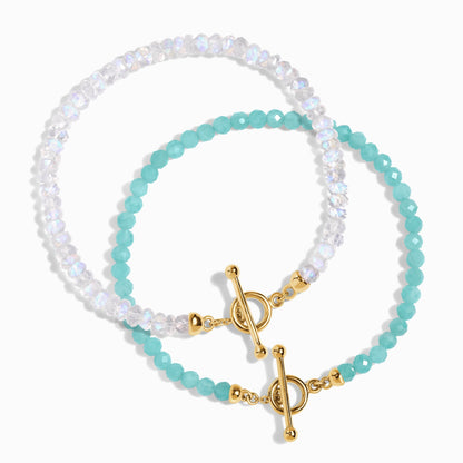 Bracelet empilable en pierre de lune et amazonite - Abondance