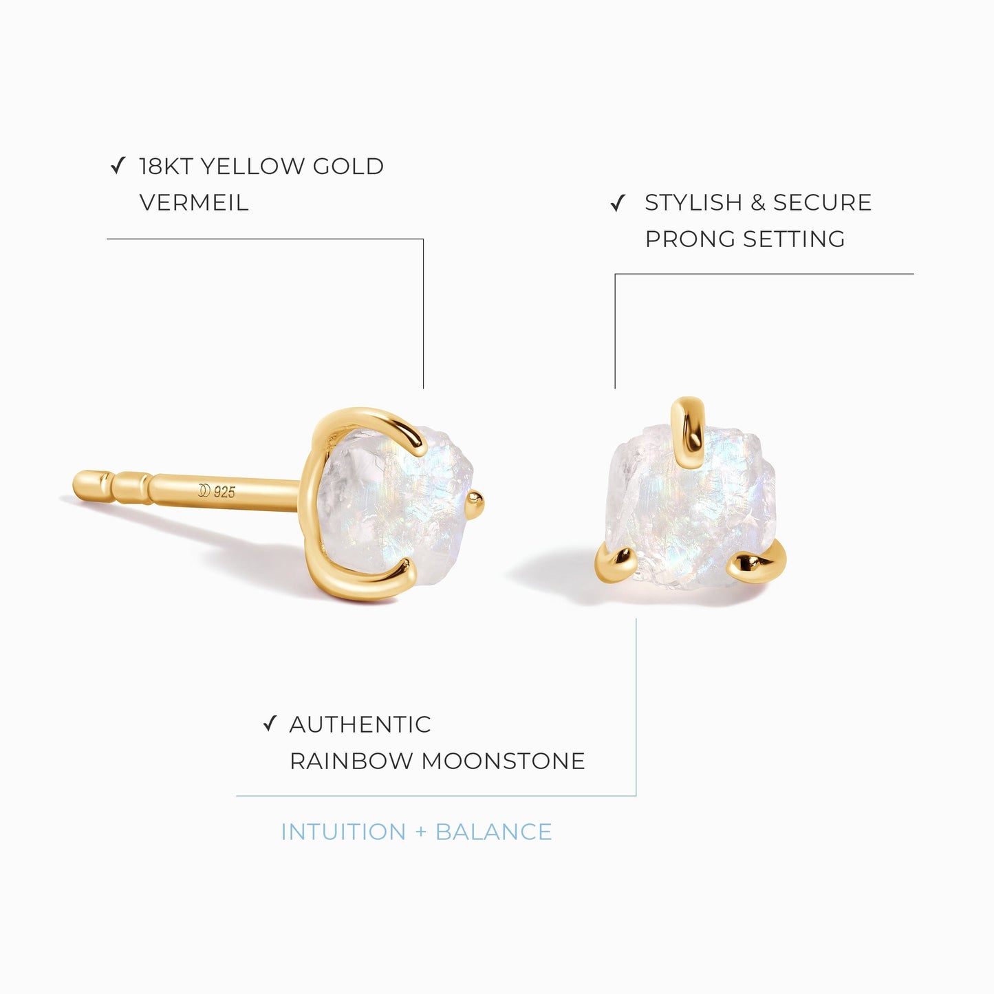 Boucles d'oreilles en pierre de lune brute - Uniques