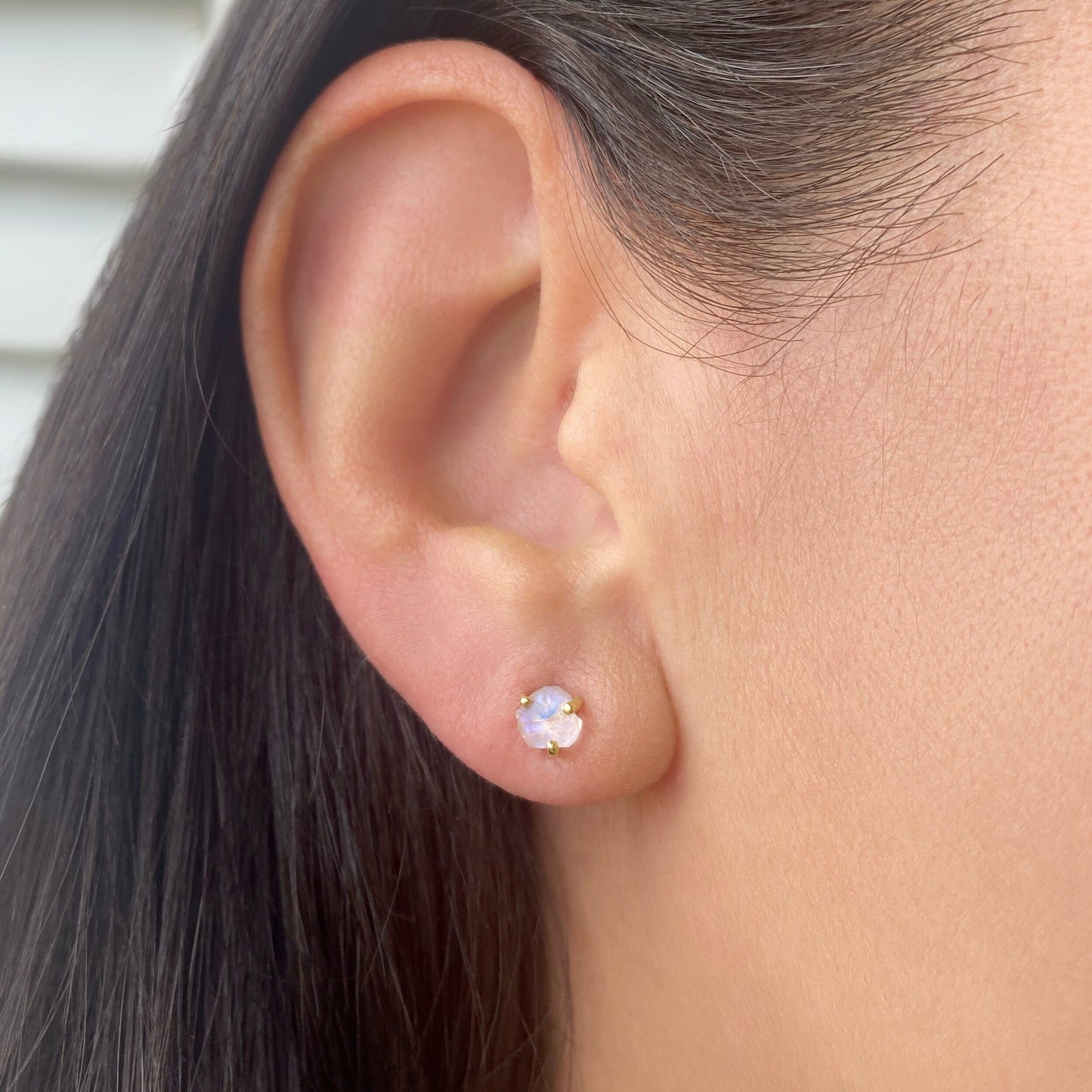 Boucles d'oreilles en pierre de lune brute - Uniques