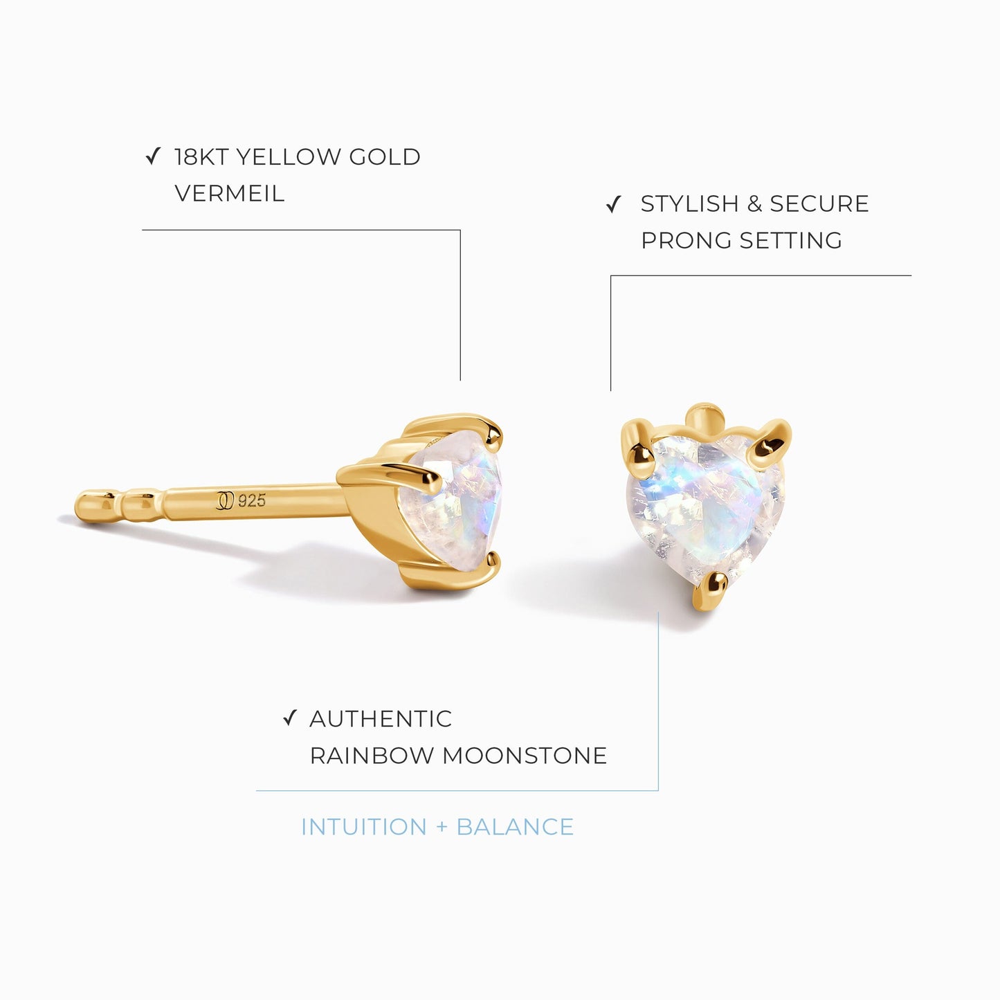 Boucles d'oreilles en pierre de lune - Amour