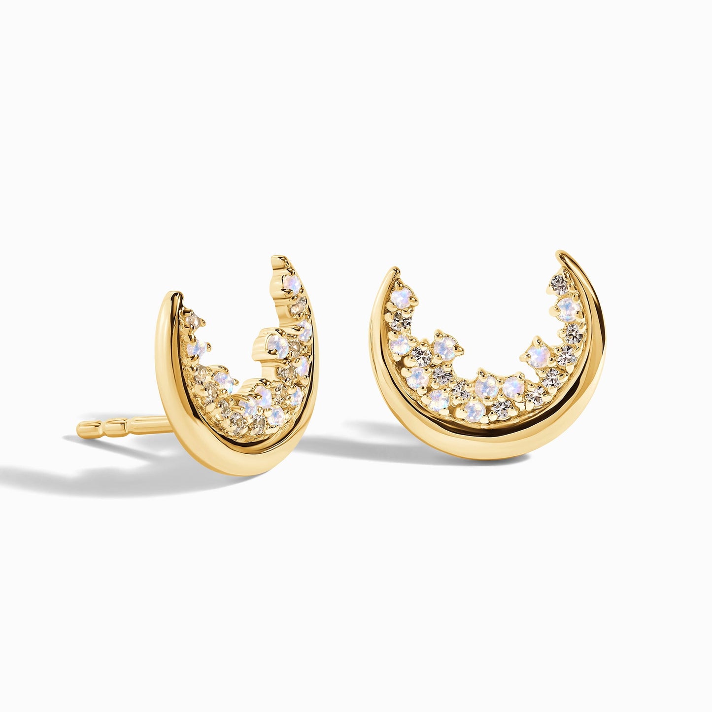 Boucles d'oreilles en pierre de lune et zircon blanc - Clous Lush Luna