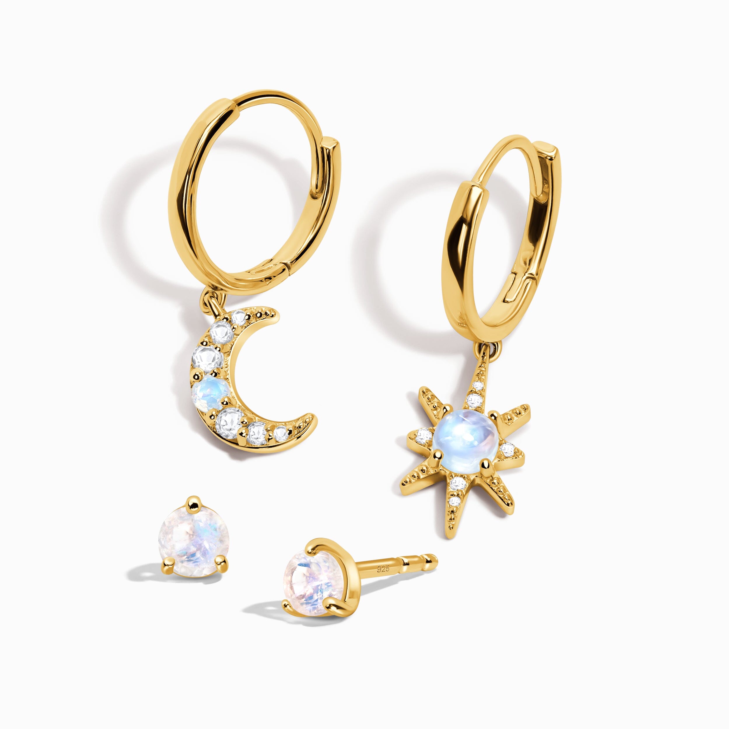 Celestial Being Hoops & Moonstone Round Studs