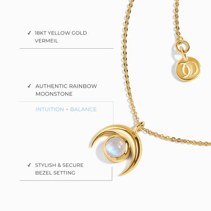 Kids Moonstone Necklace - Crescent Moon Mini