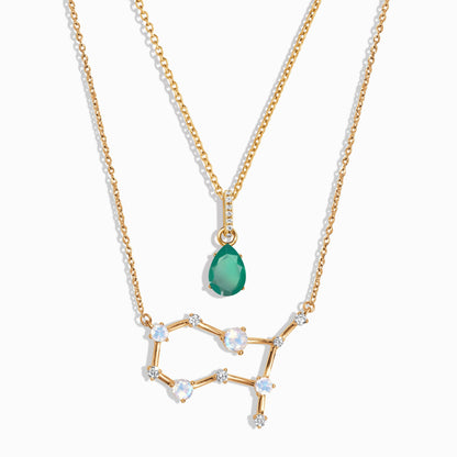 Constellation du zodiaque des Gémeaux et onyx vert
