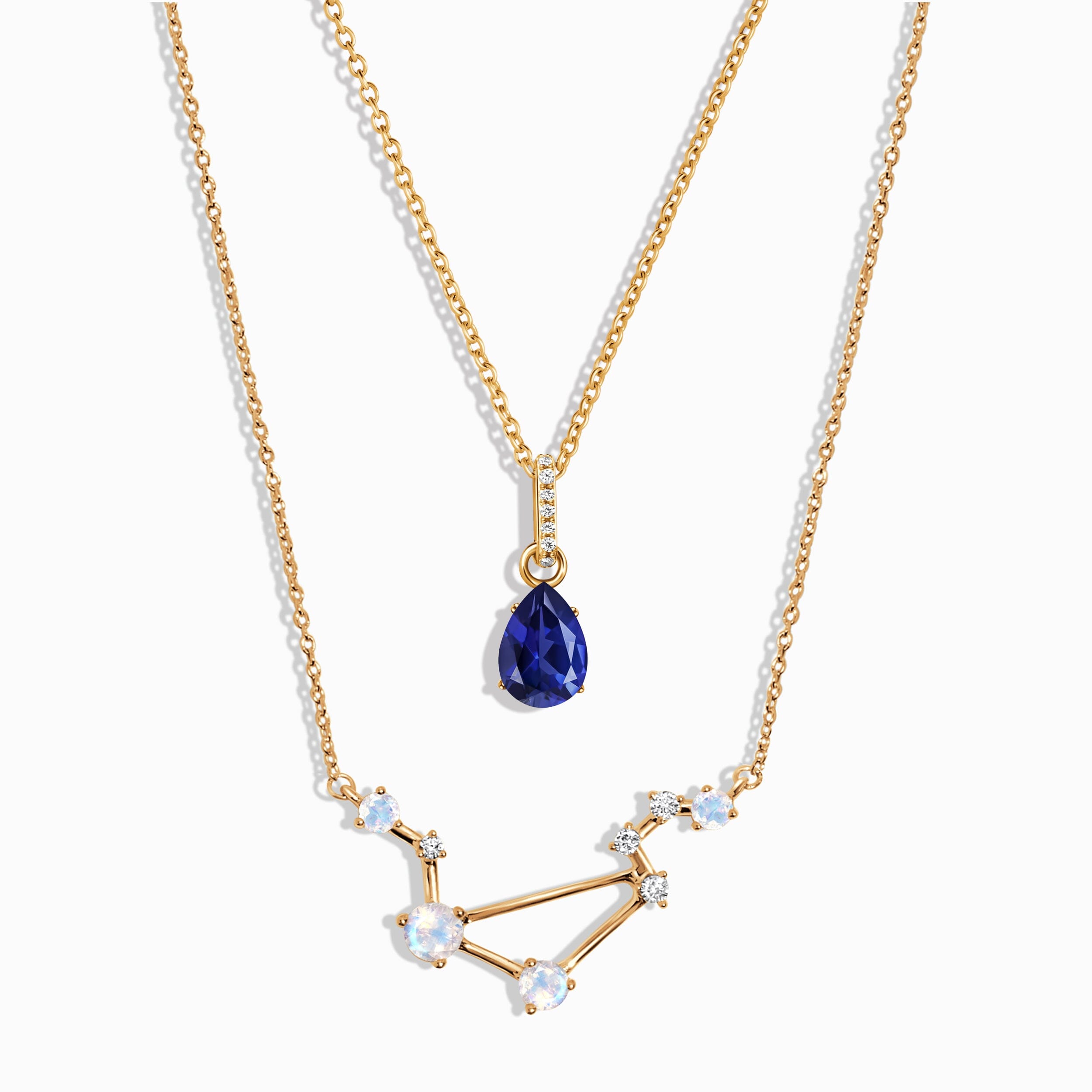 Libra Zodiac Constellation Necklace & Blue Sapphire Sway