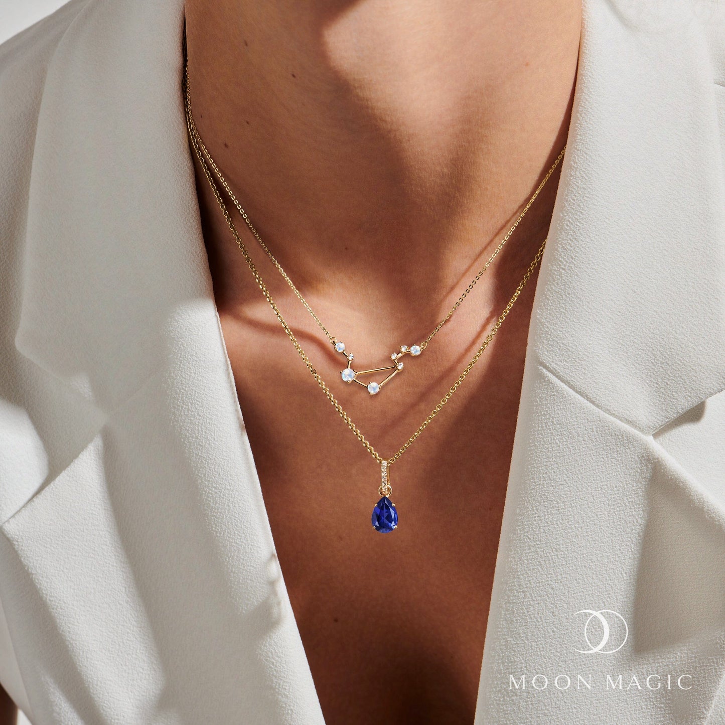 Collier constellation du zodiaque Balance et saphir bleu