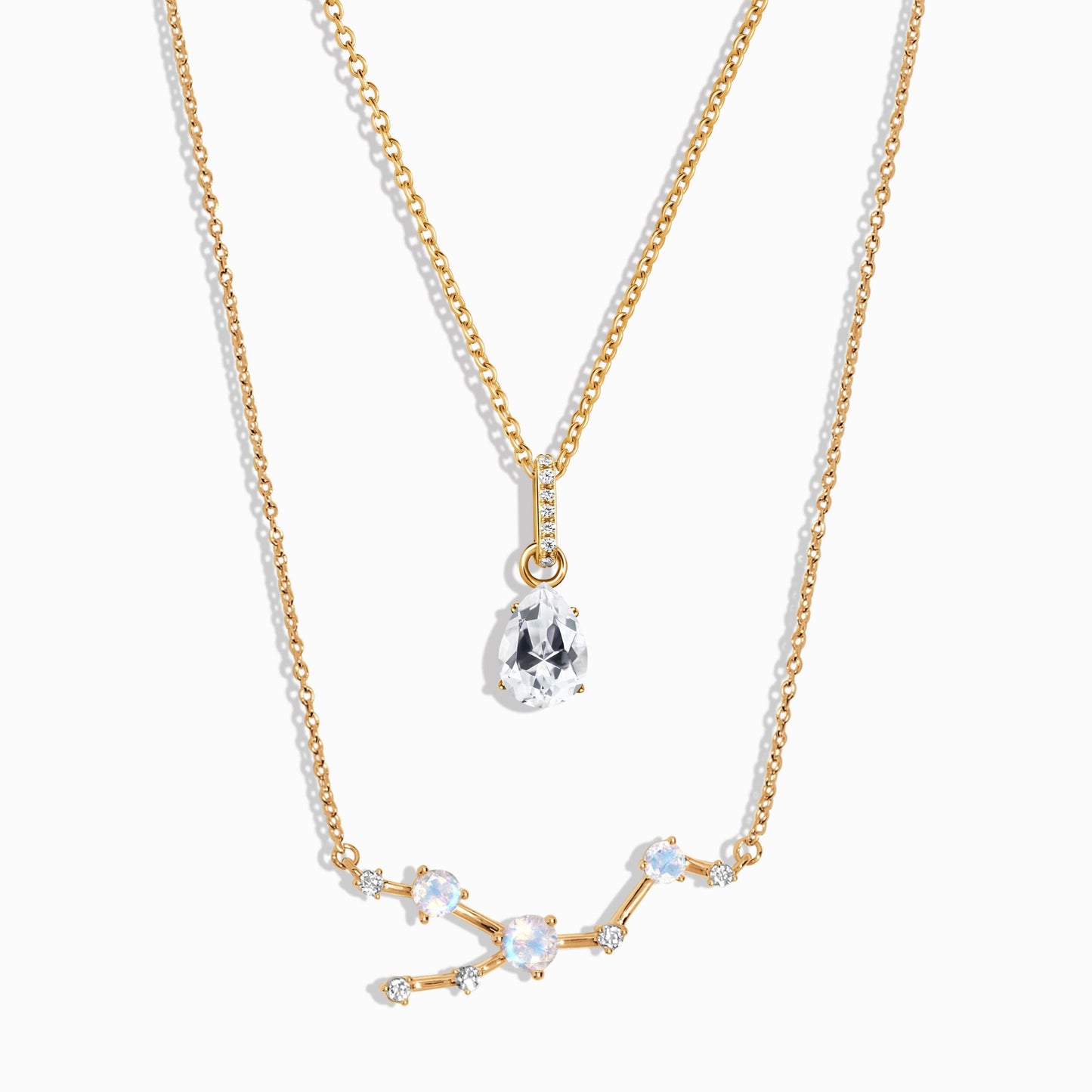 Collier constellation du zodiaque Taureau et topaze blanche