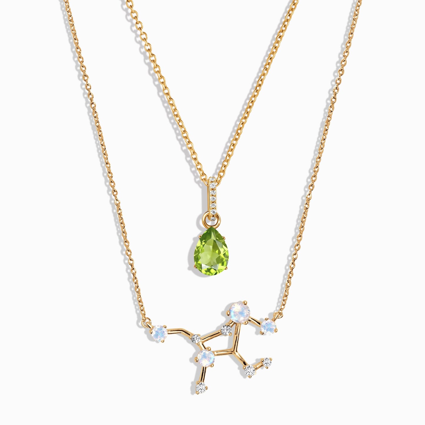 Constellation du zodiaque de la Vierge et balancement du péridot