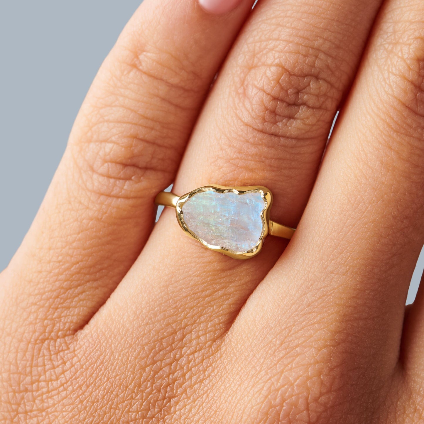 Bague en cristal brut - Pierre de lune sacrée