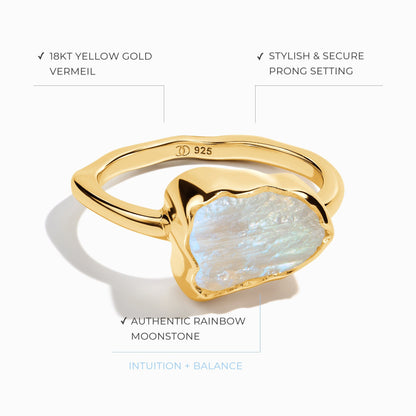 Bague en cristal brut - Pierre de lune sacrée