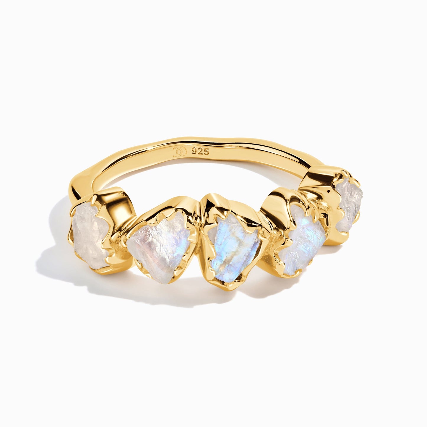 Bague en cristal brut - Pierre de lune illuminée