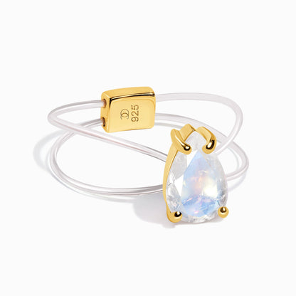 Bague en pierre de lune flottante - Pierre de naissance de juin