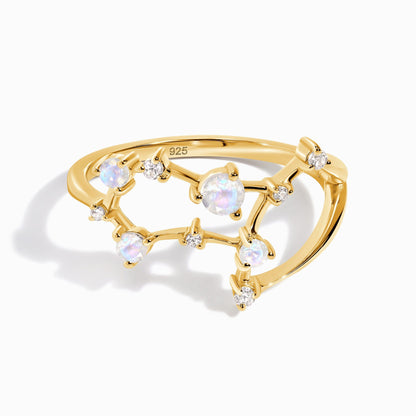 Bague en pierre de lune - Constellation du zodiaque Gémeaux