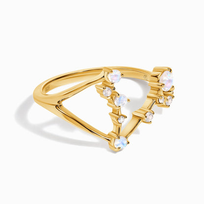Bague en pierre de lune - Constellation du zodiaque Poissons