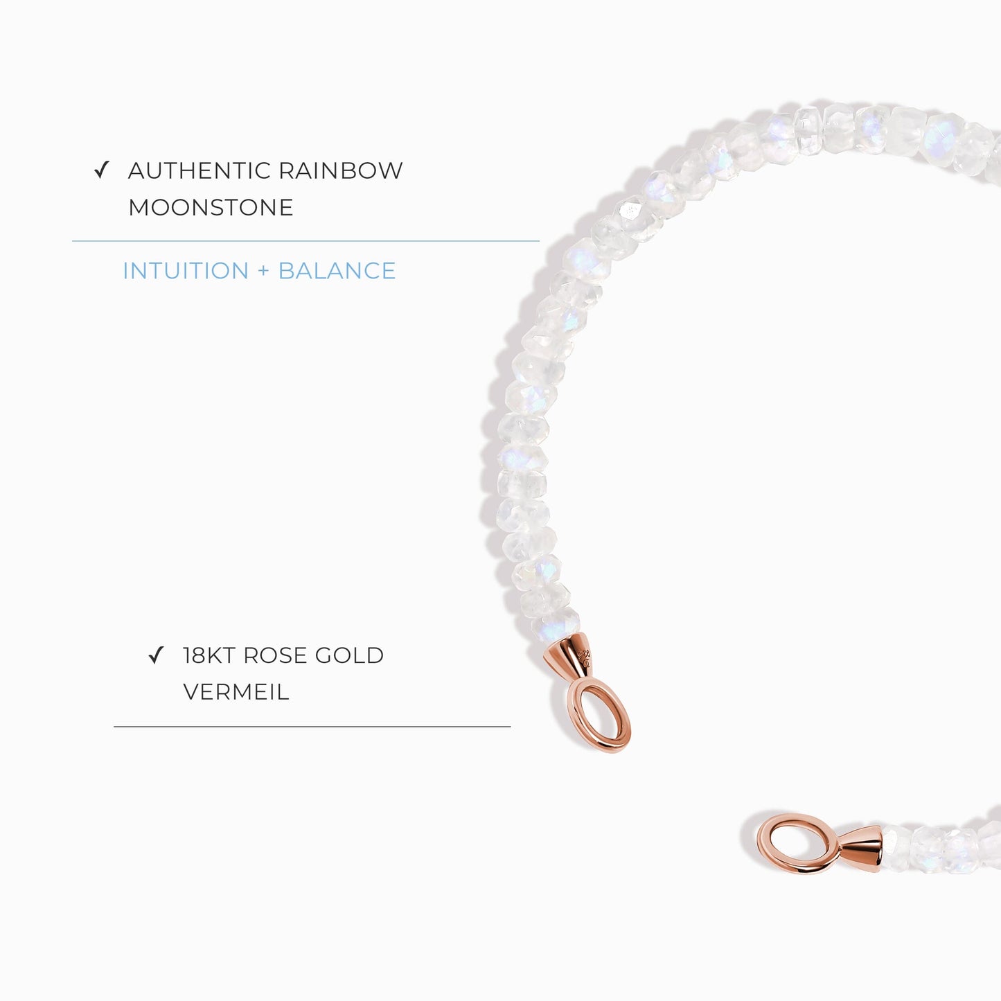 Bracelet en perles de pierre de lune - Prêt à être verrouillé