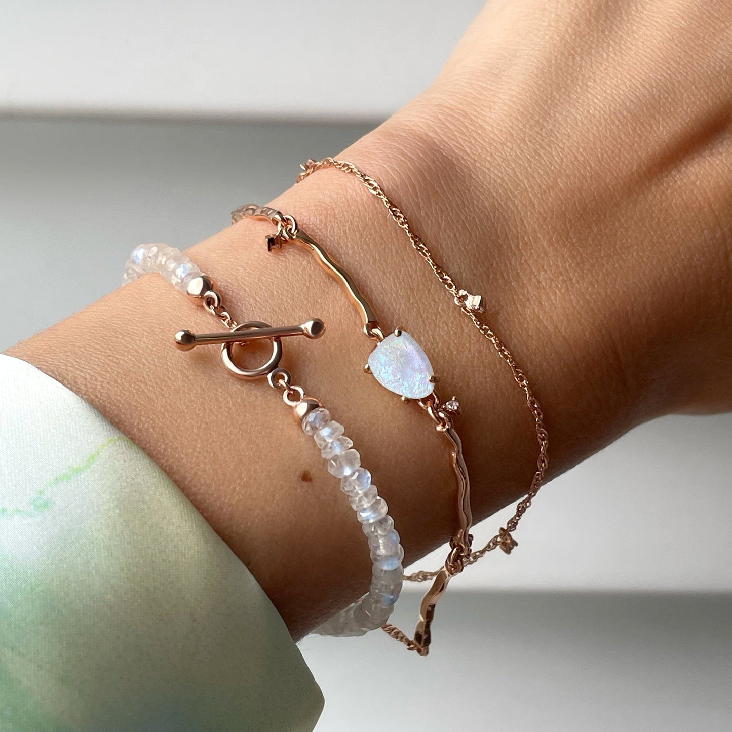 Bracelet en pierre de lune empilable - Flux d'énergie