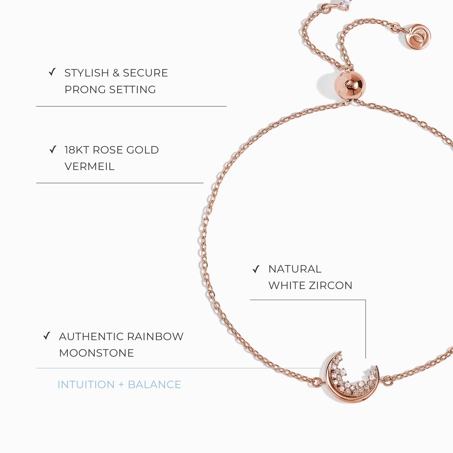 Bracelet en pierre de lune et zircon blanc - Lush Luna