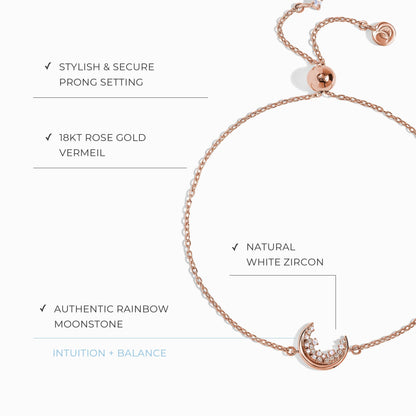 Bracelet en pierre de lune et zircon blanc - Lush Luna