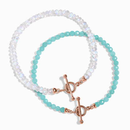 Bracelet empilable en pierre de lune et amazonite - Abondance