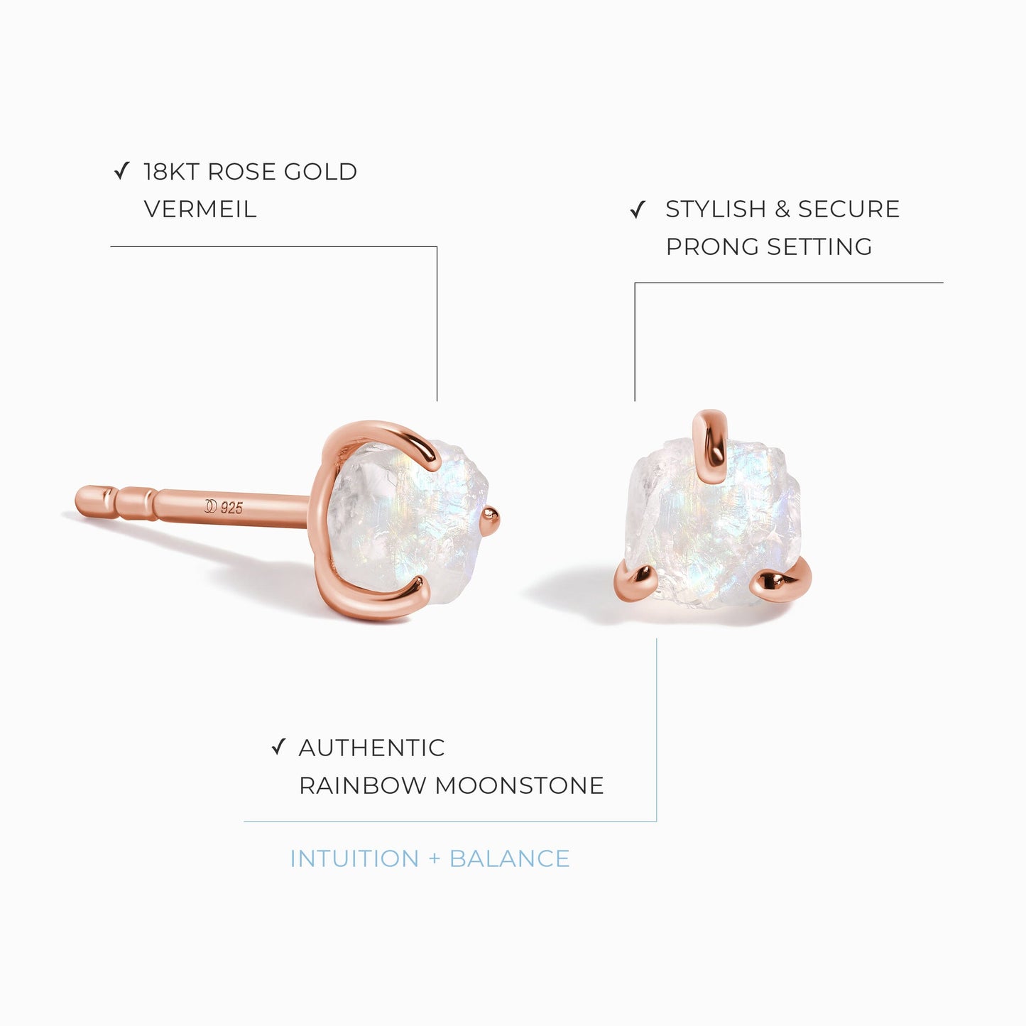 Boucles d'oreilles en pierre de lune brute - Uniques