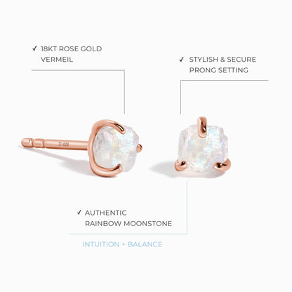 Boucles d'oreilles en pierre de lune brute - Uniques