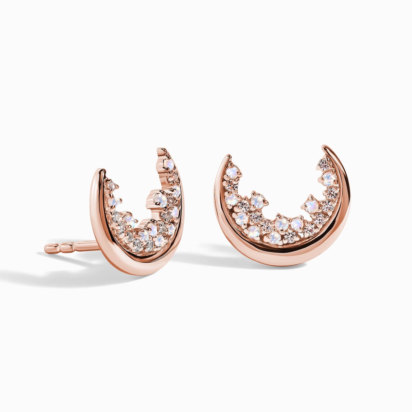 Boucles d'oreilles en pierre de lune et zircon blanc - Clous Lush Luna