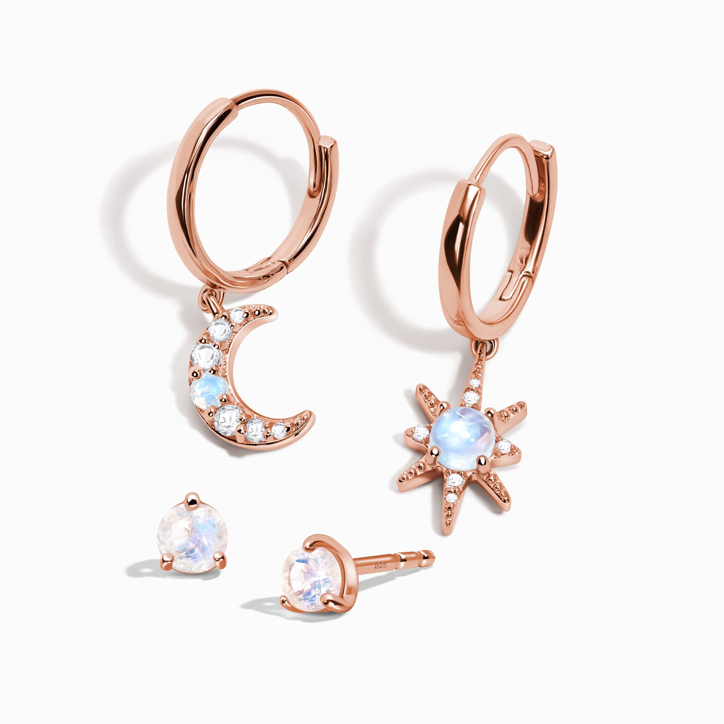 Celestial Being Hoops & Moonstone Round Studs