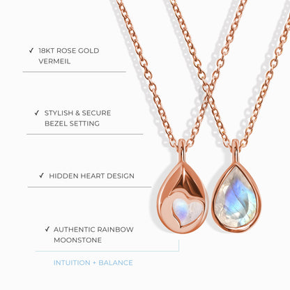 Collier Pierre de Lune - Cœur Caché