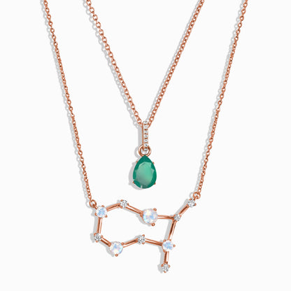 Constellation du zodiaque des Gémeaux et onyx vert