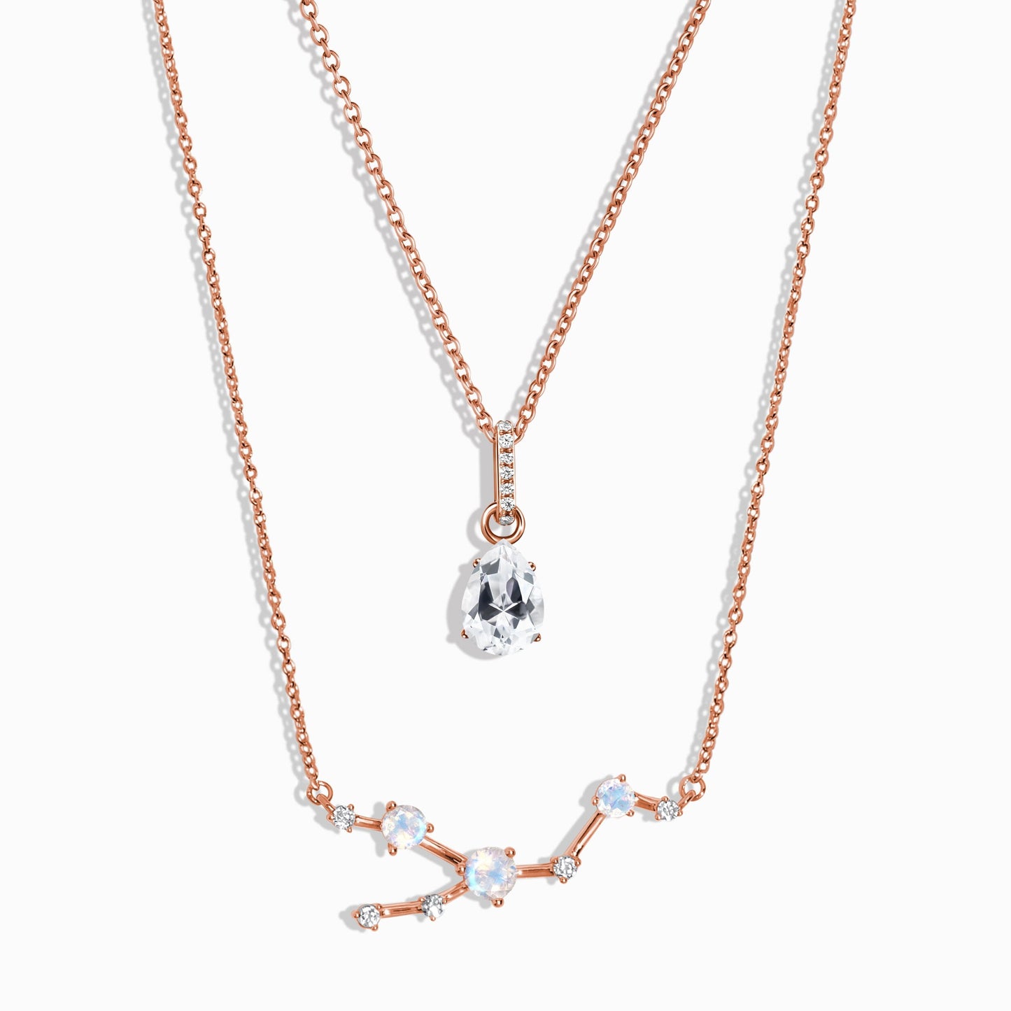 Collier constellation du zodiaque Taureau et topaze blanche