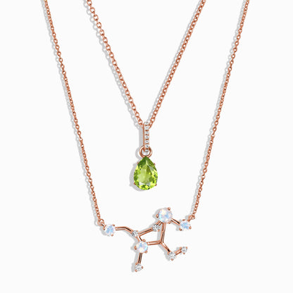 Constellation du zodiaque de la Vierge et balancement du péridot