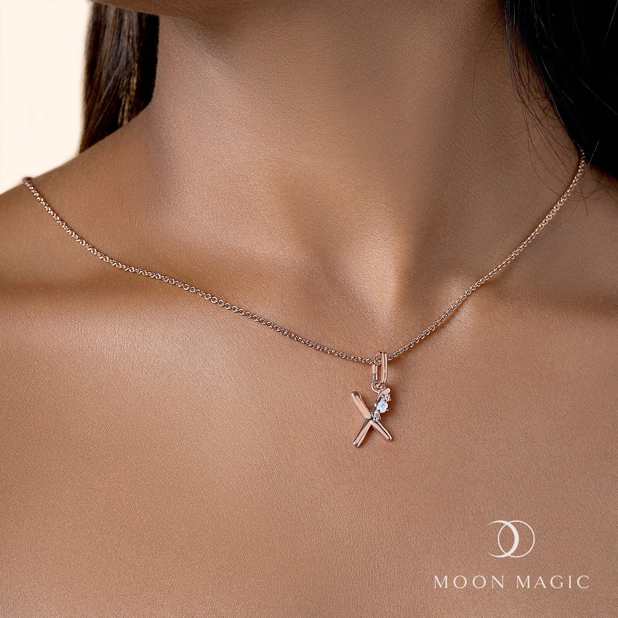 Moonstone Necklace - Lucky Letter X