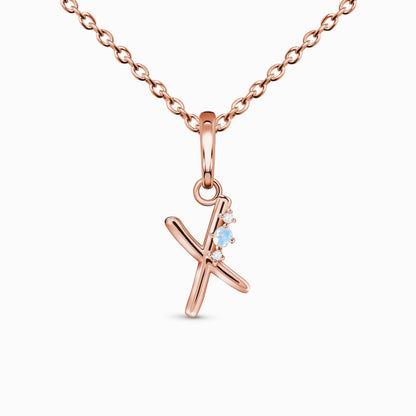 Collier en pierre de lune - Lettre porte-bonheur X 