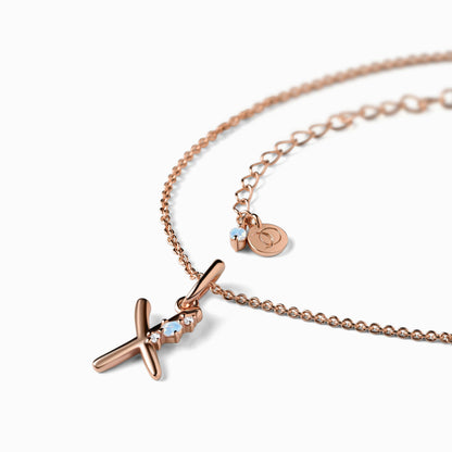 Collier en pierre de lune - Lettre porte-bonheur X 