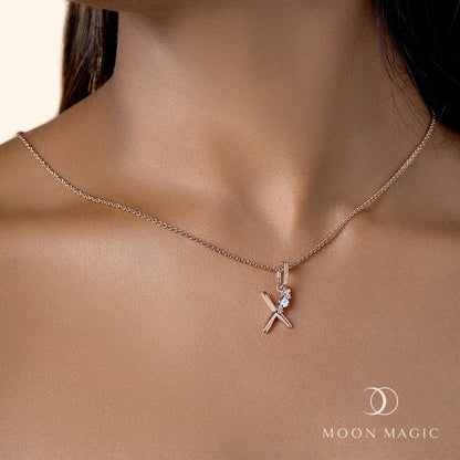 Pendentif en pierre de lune - Pendentif porte-bonheur lettre X