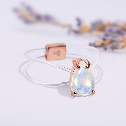 Bague en pierre de lune flottante - Pierre de naissance de juin