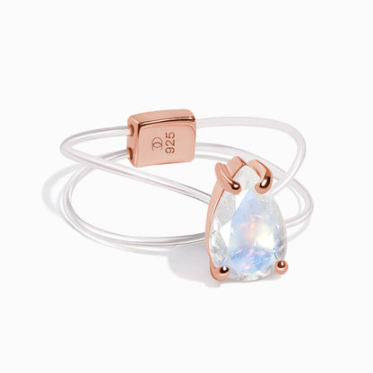 Bague en pierre de lune flottante - Pierre de naissance de juin