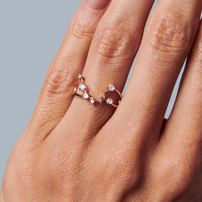 Bague en pierre de lune - Constellation du Verseau