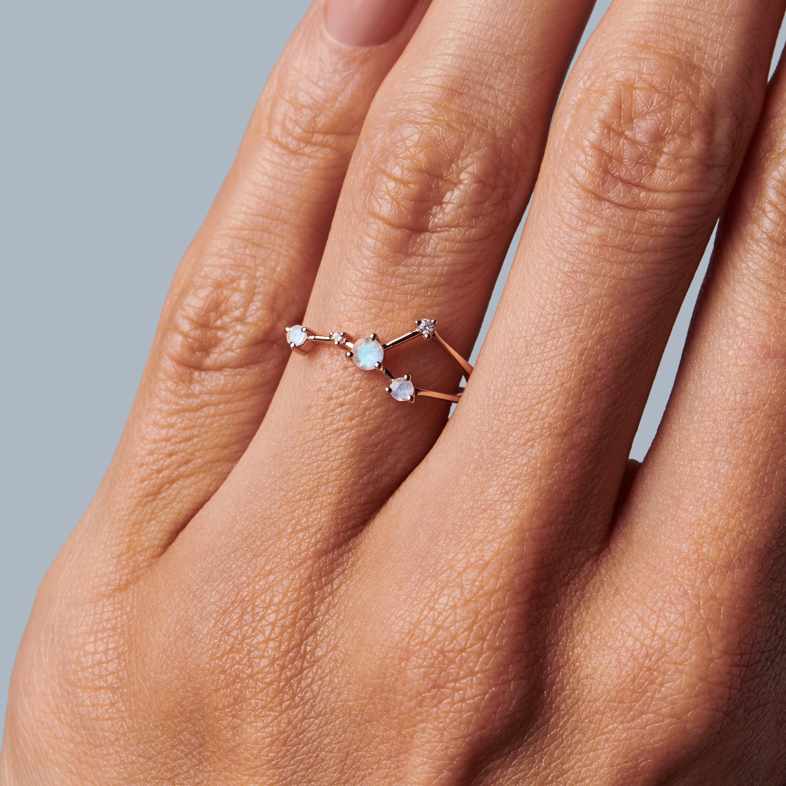 Moonstone Ring - Cancer Zodiac Constellation