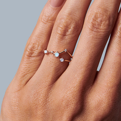 Bague en pierre de lune - Constellation du Cancer