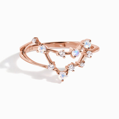 Bague en pierre de lune - Constellation du Capricorne
