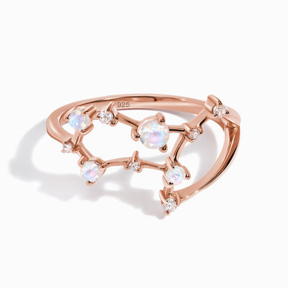 Bague en pierre de lune - Constellation du zodiaque Gémeaux
