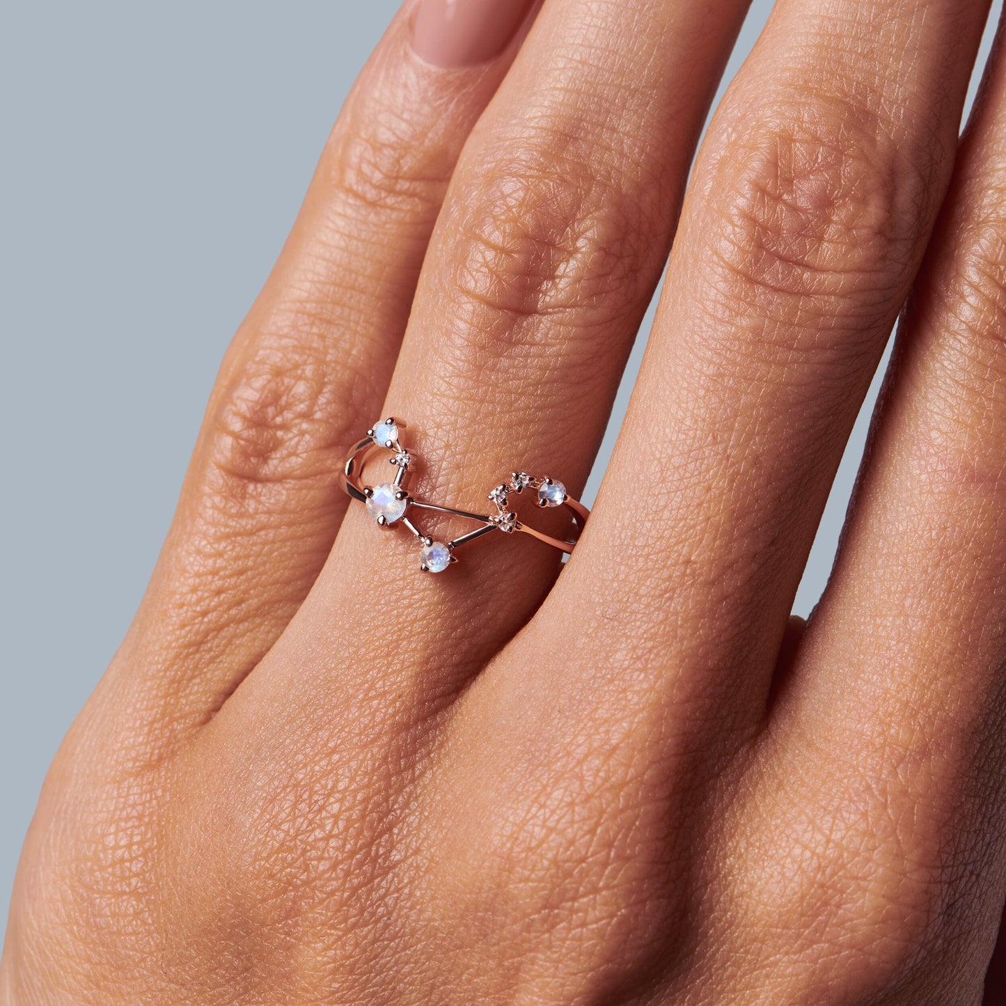 Bague en pierre de lune - Constellation du zodiaque Balance