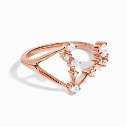 Bague en pierre de lune - Constellation du zodiaque Poissons